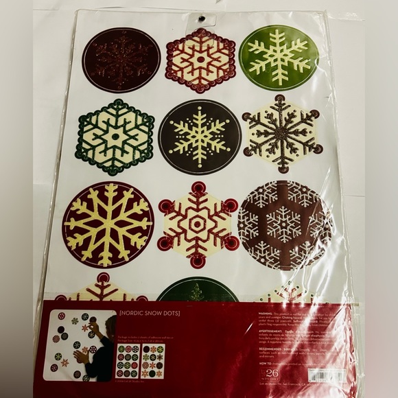New in Package ADD-HERES Nordic Snow Dots Red Green Brown 2 Sheets of 12 - Picture 10 of 11